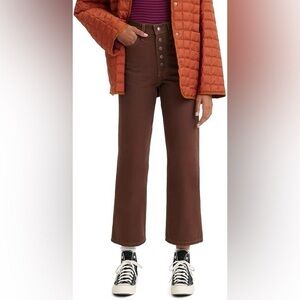 Levi’s Ribcage Straight Ankle Super High Rise Jeans in Brown Hot Fudge Sz 26